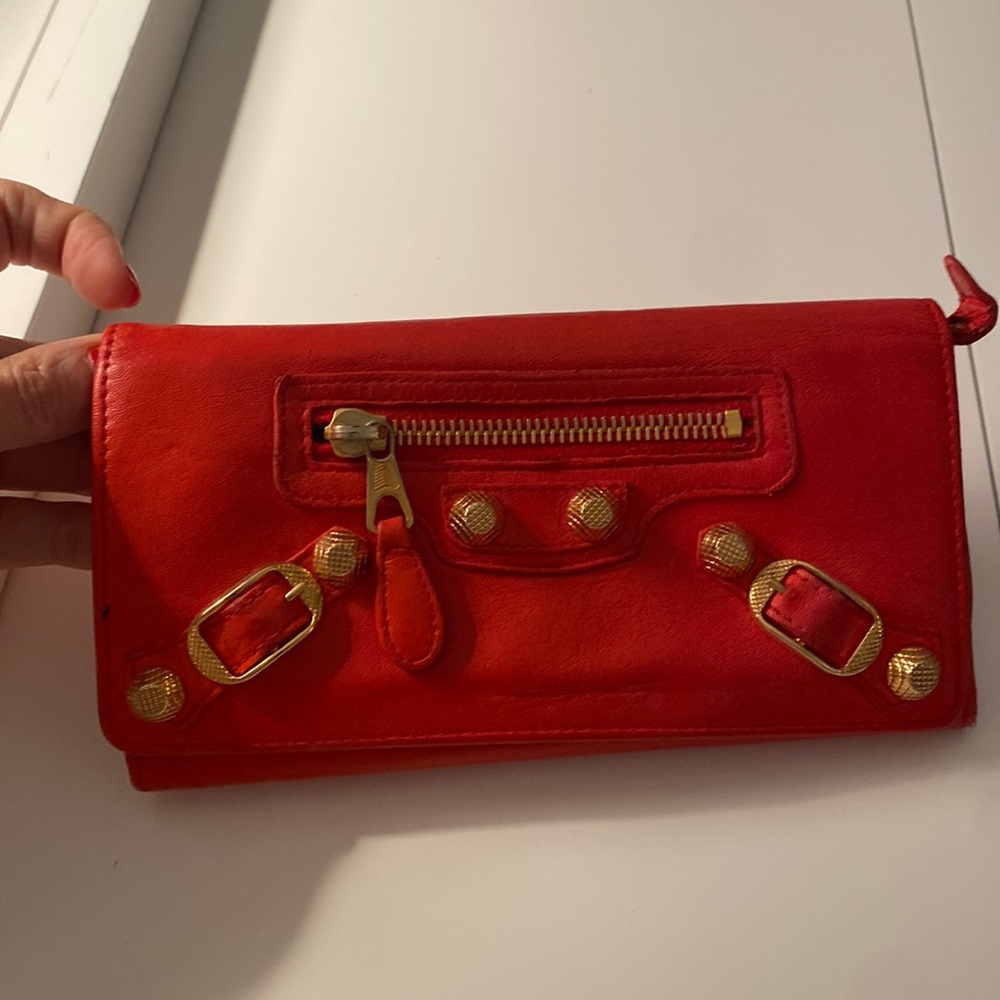 Authentic Balenciaga Tomato Red Wallet - used but broken in and soft!